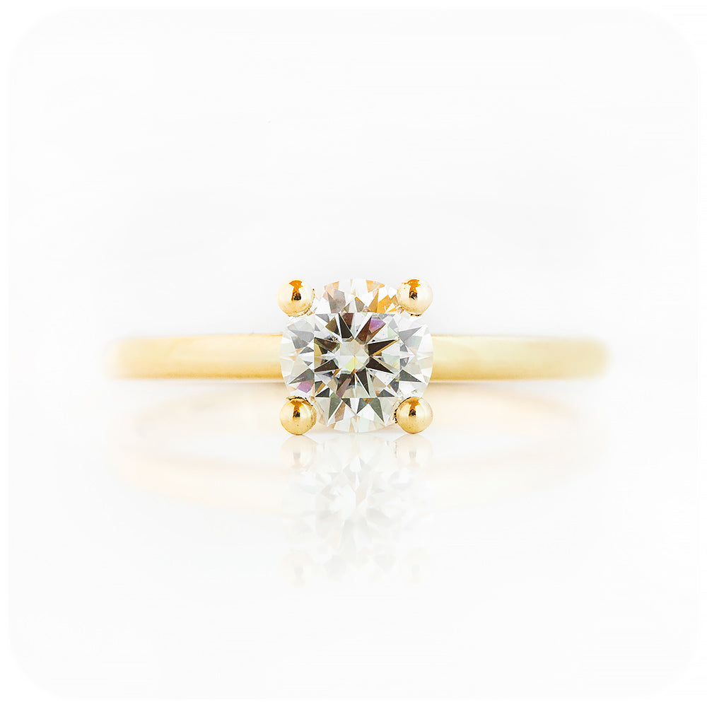 Round cut Lab Grown Diamond Solitaire Ring in Yellow Gold - Victoria's Jewellery