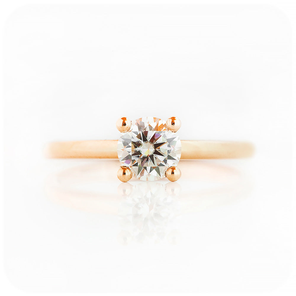 Round cut Lab Grown Diamond Solitaire Ring in Rose Gold - Victoria's Jewellery