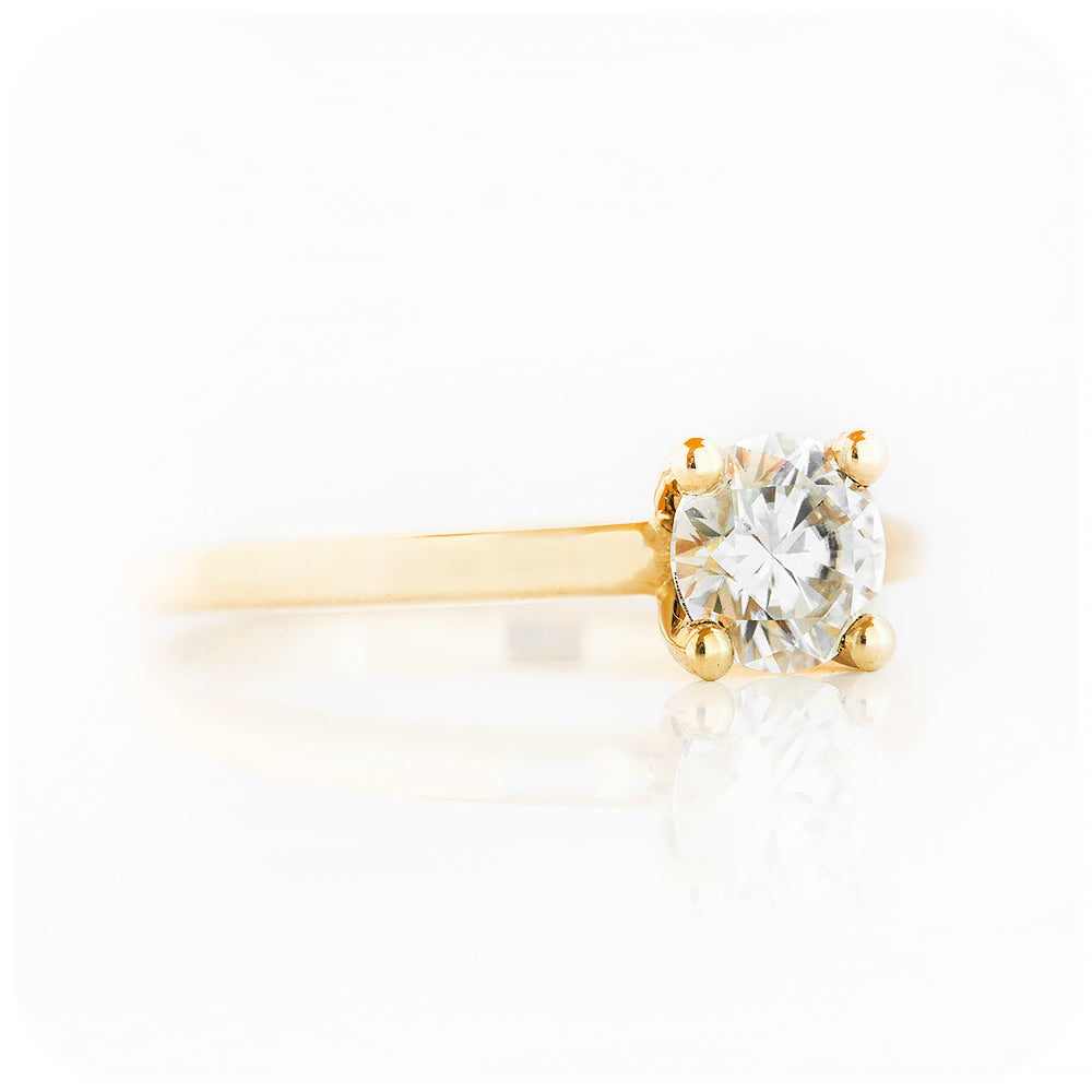 Round cut Lab Grown Diamond Solitaire Ring in Yellow Gold - Victoria's Jewellery