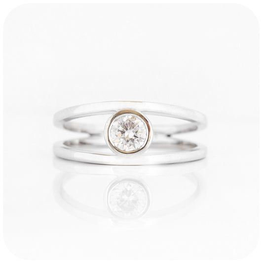 Brilliant cut Lab Grown Diamond Split Band Engagement Ring - Victoria's Jewellery