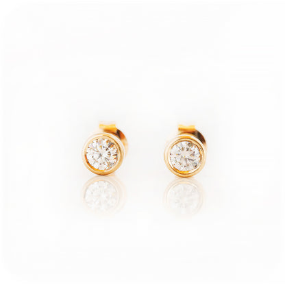 Round Brilliant cut Lab Diamond Stud Earrings in Yellow Gold - Victoria's Jewellery