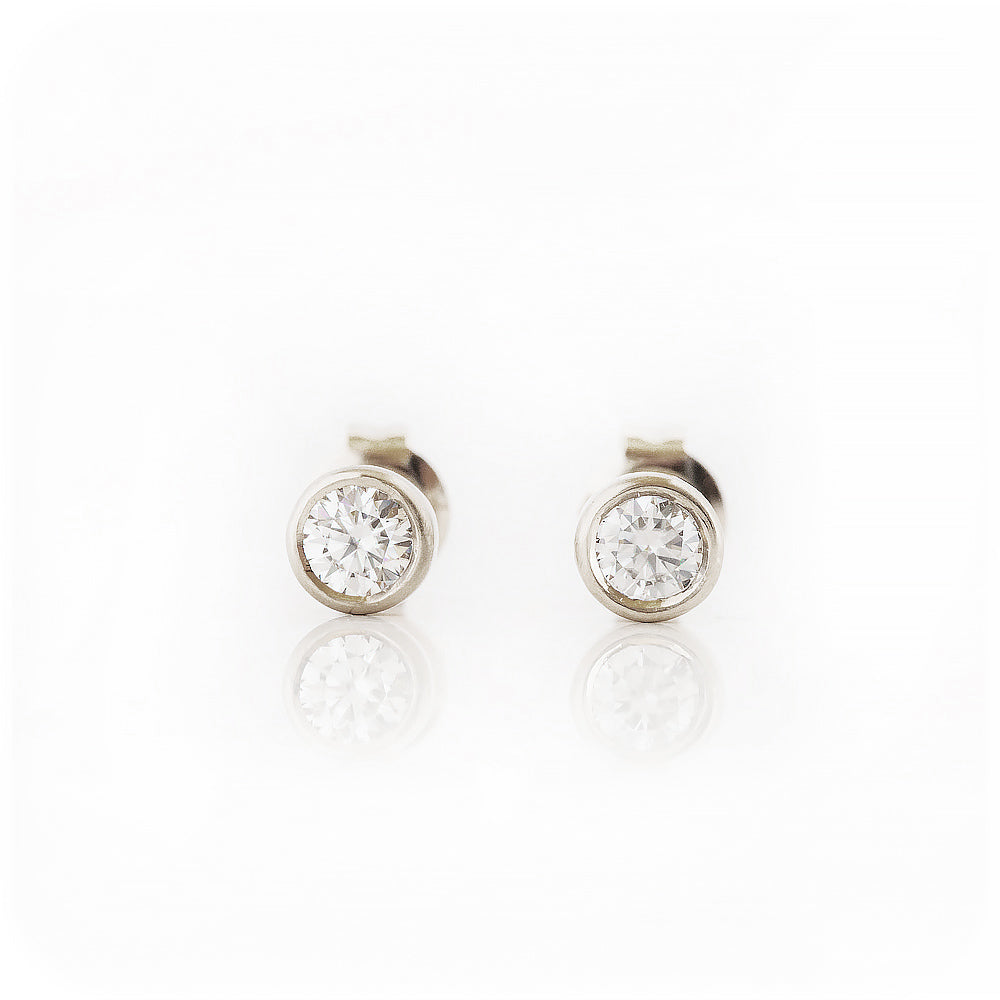 Round Brilliant cut Lab Diamond Stud Earrings in White Gold - Victoria's Jewellery