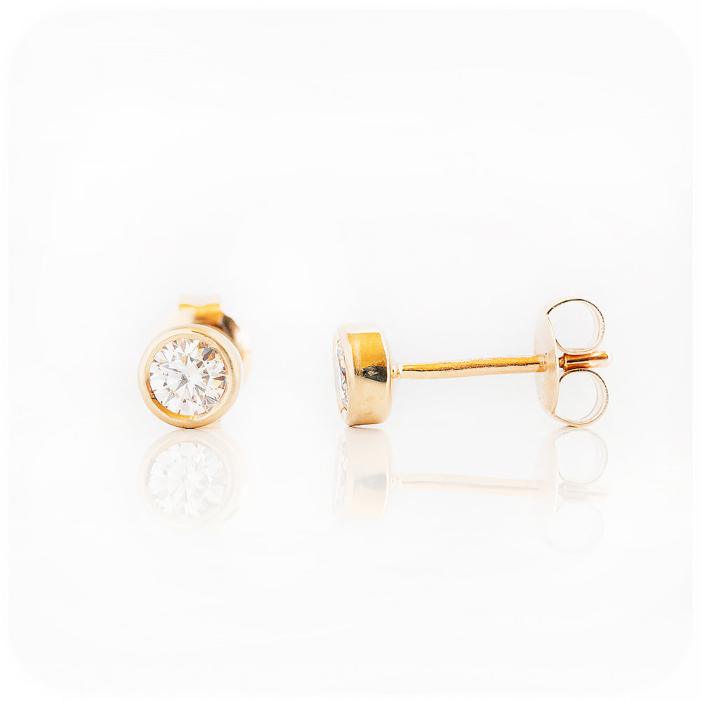 Round Brilliant cut Lab Diamond Stud Earrings in Yellow Gold - Victoria's Jewellery