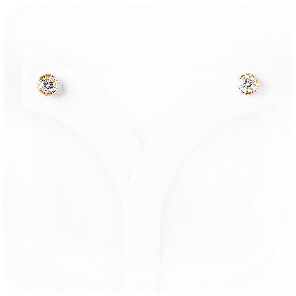 Round Brilliant cut Lab Diamond Stud Earrings in Yellow Gold - Victoria's Jewellery