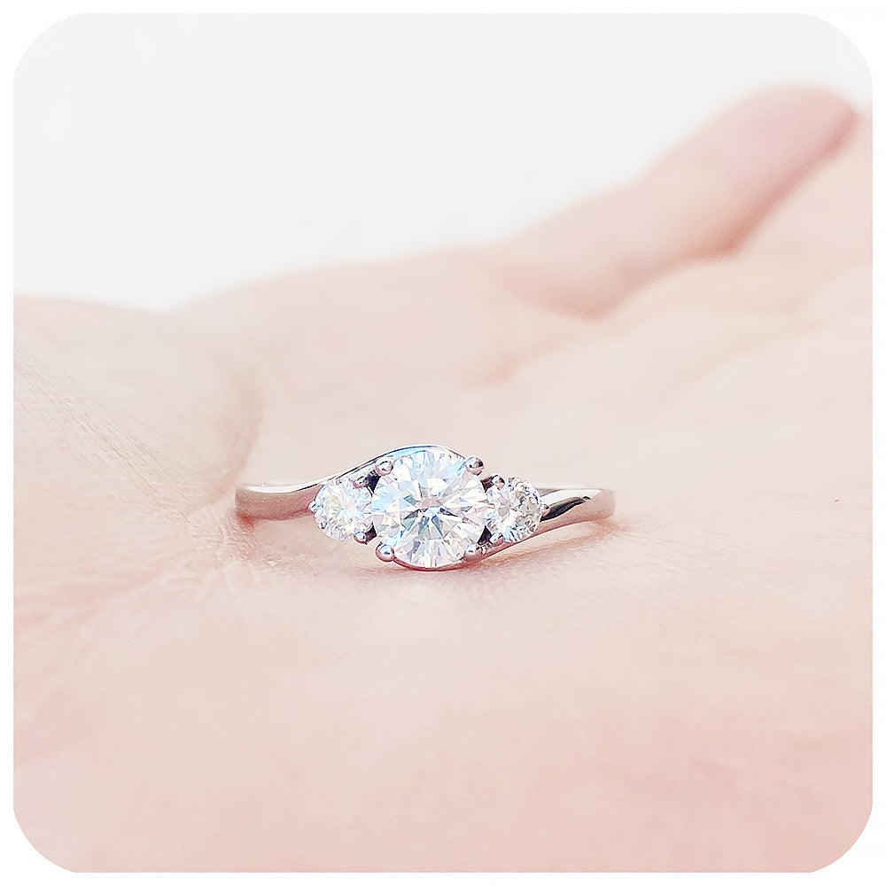 Brilliant cut Lab Grown Diamond Trilogy Style Engagement Ring - Victoria's Jewellery