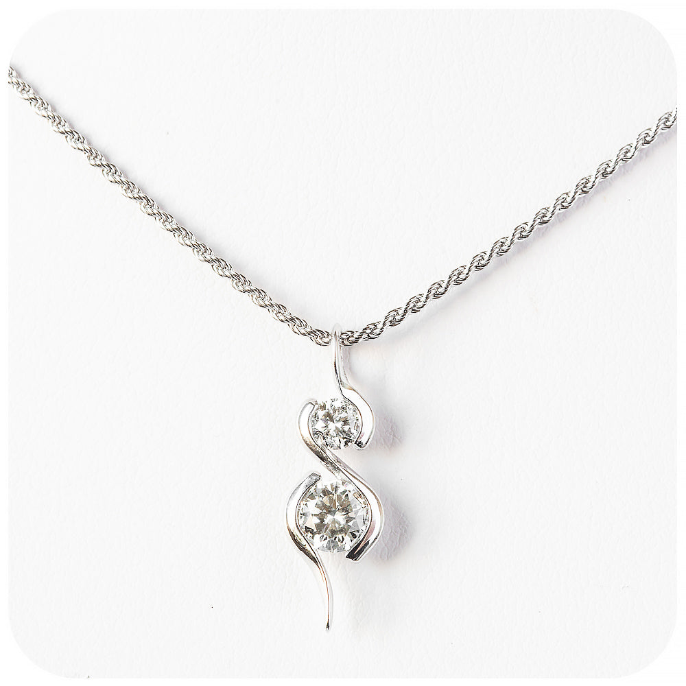 Brilliant cut Moissanite Infinity Pendant and Chain