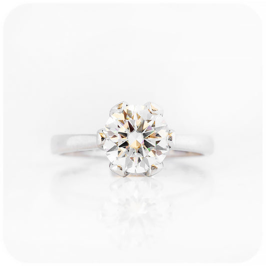 Round brilliant cut Moissanite six claw Engagement Ring - Victoria's Jewellery