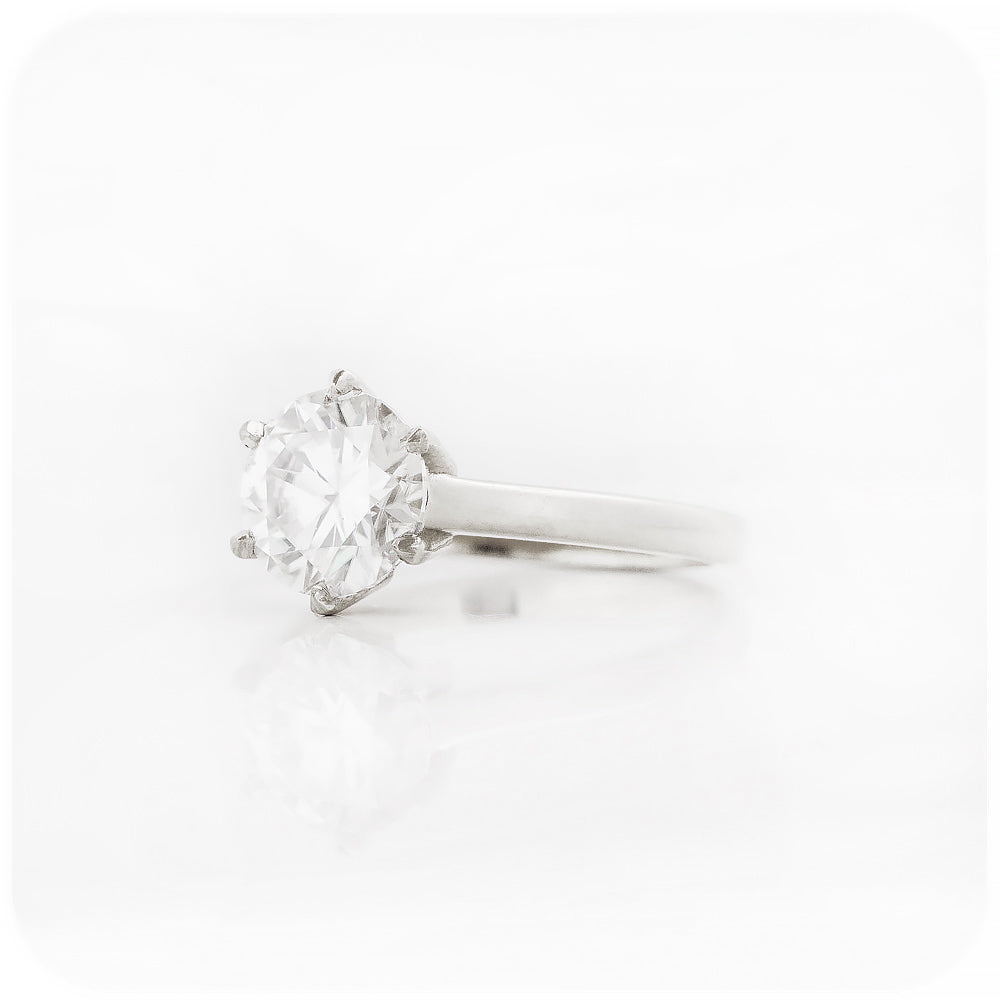 Brilliant round cut Moissanite six claw Solitaire Engagement Ring in gold - Victoria's Jewellery