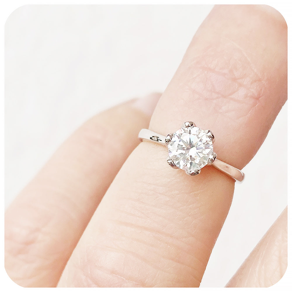 Brilliant Round cut Moissanite Solitaire Engagement Wedding Ring - Victoria's Jewellery