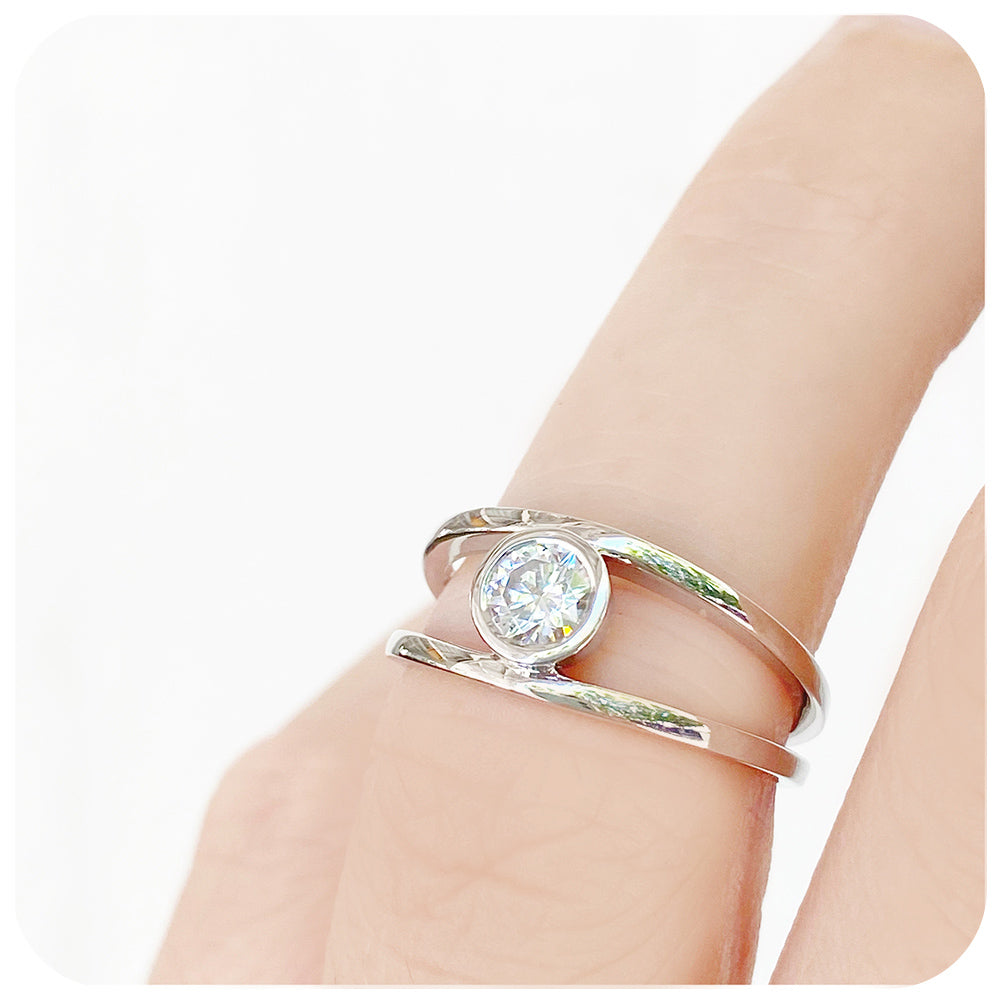 Brilliant cut Lab Grown Diamond Split Band Engagement Ring - Victoria's Jewellery