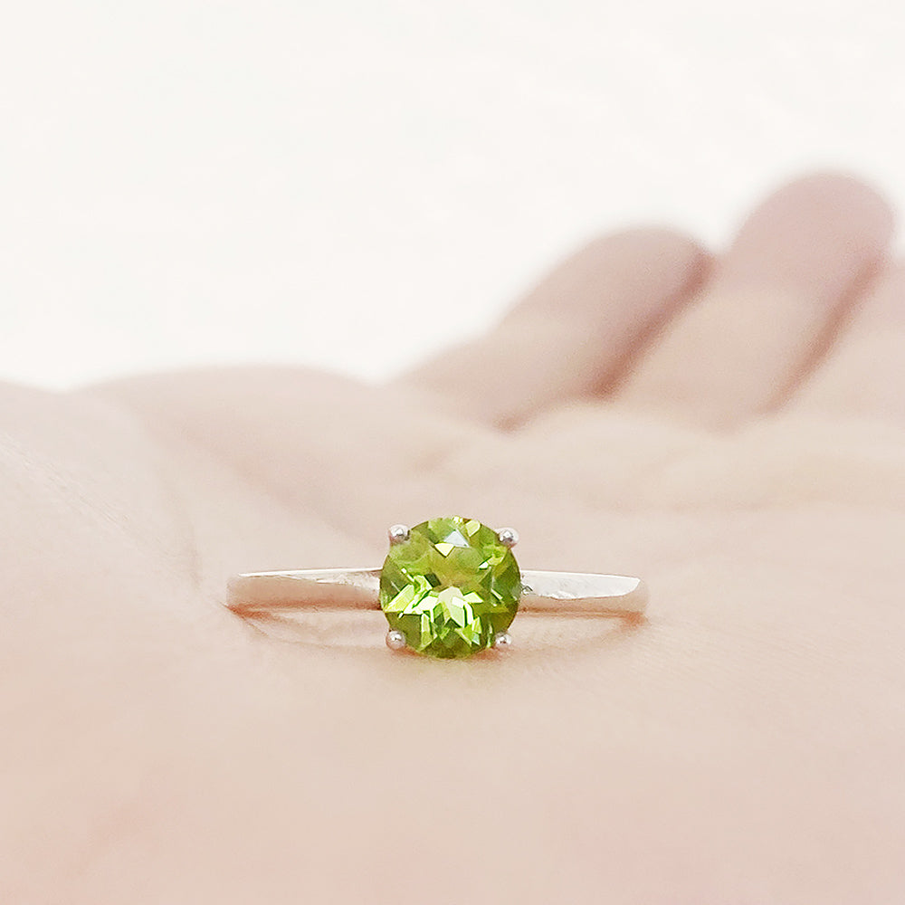 Lina, a Round cut Peridot Solitaire Ring - Victoria's Jewellery