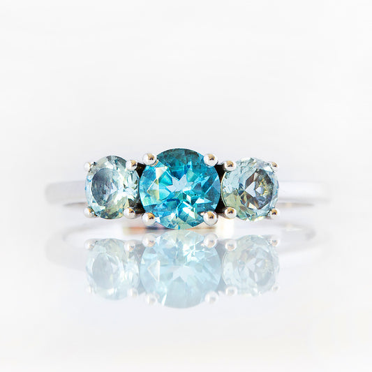 The Swiss and Sky Blue Topaz Trilogy Ring