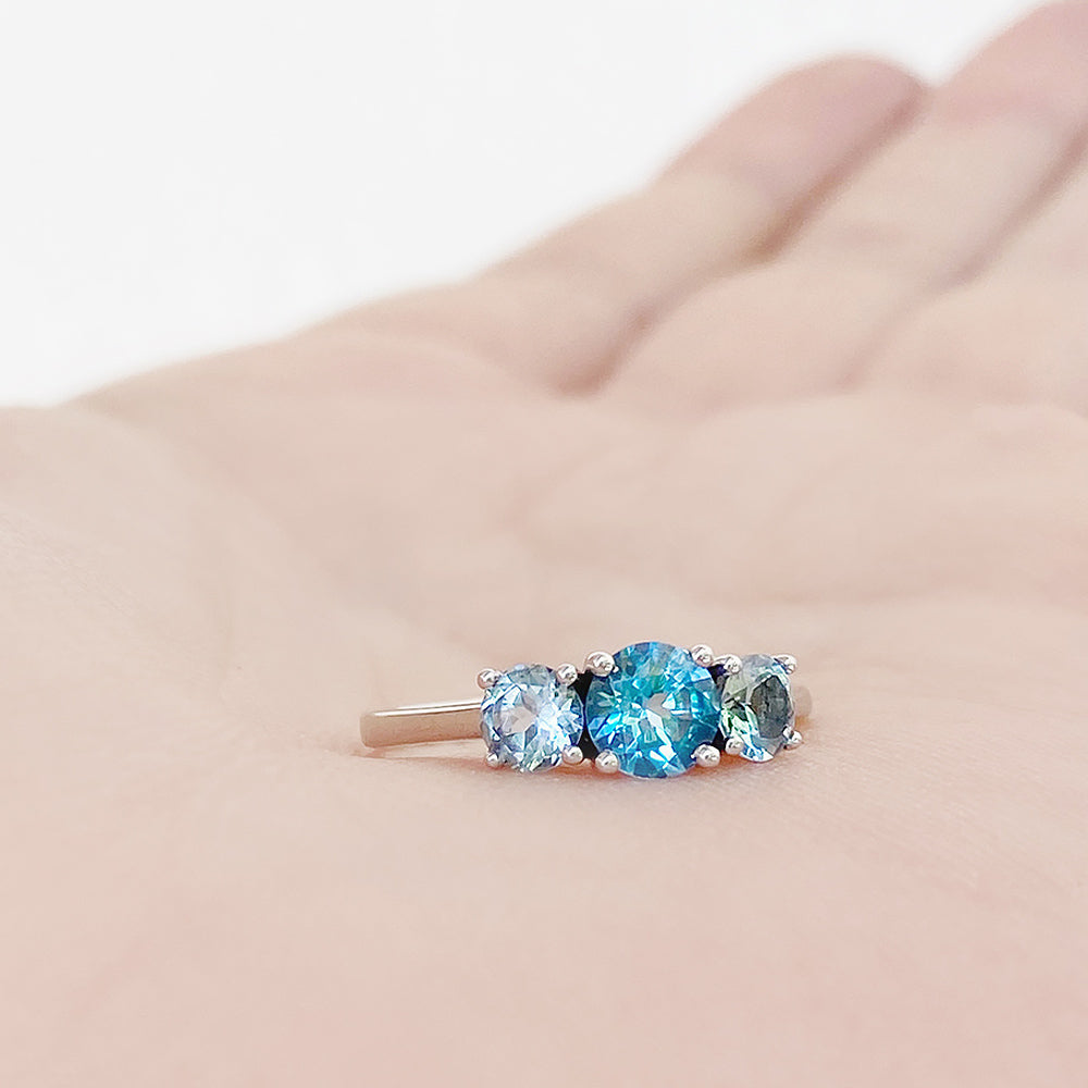 The Swiss and Sky Blue Topaz Trilogy Ring