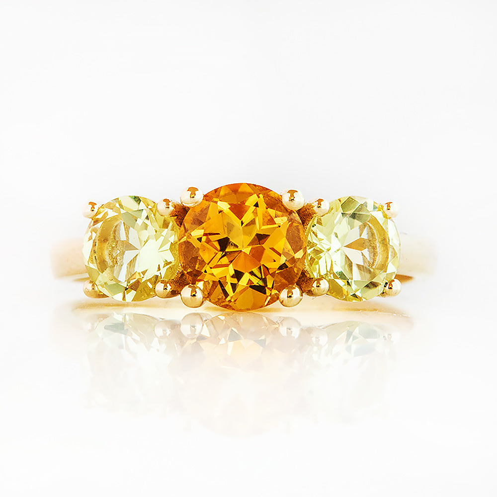 Aria, Citrine and Lemon Quartz Trilogy Ring - Victoria's Jewellery