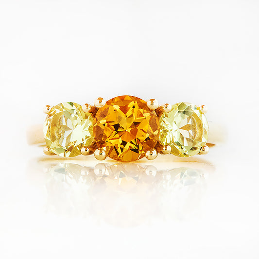 Aria, Citrine and Lemon Quartz Trilogy Ring - Victoria's Jewellery
