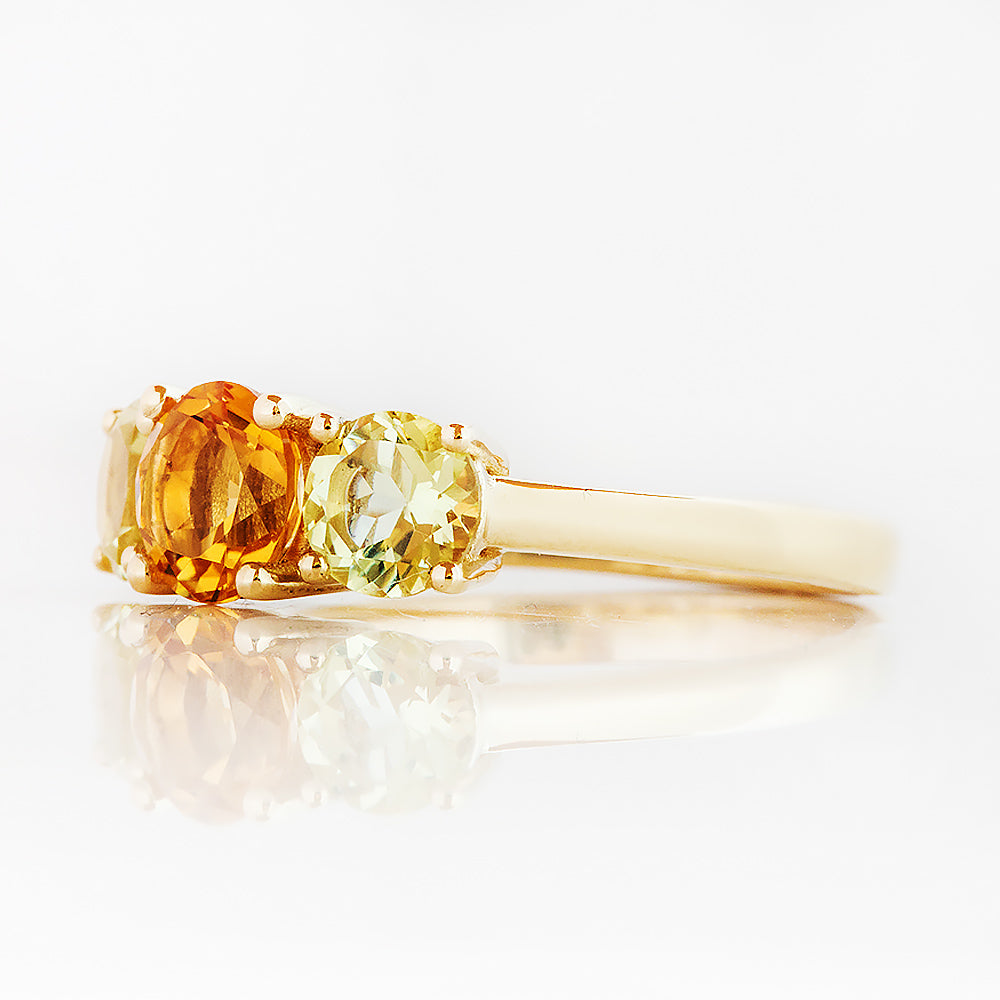 Aria, Citrine and Lemon Quartz Trilogy Ring - Victoria's Jewellery