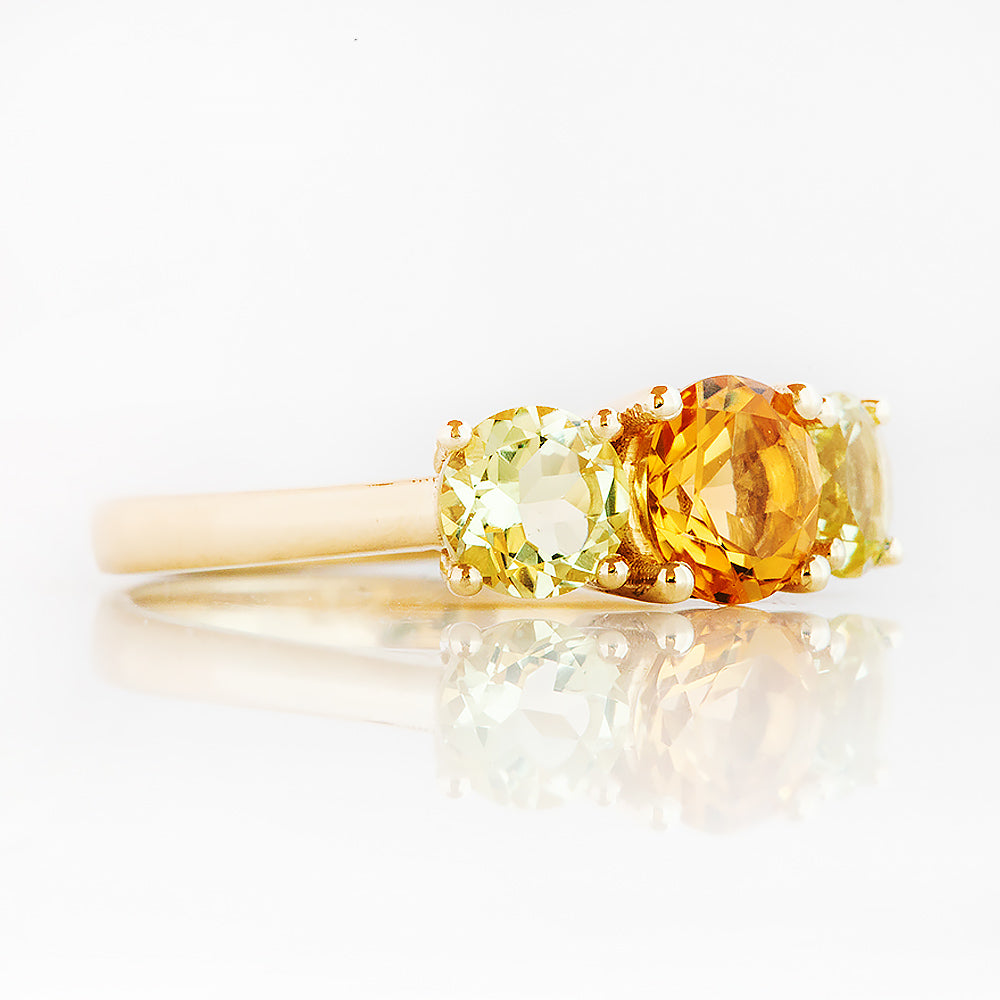 Aria, Citrine and Lemon Quartz Trilogy Ring - Victoria's Jewellery