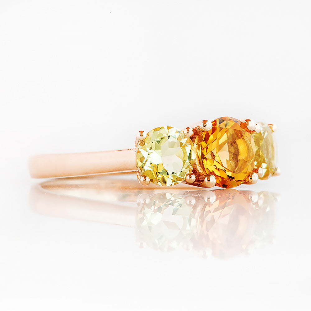Aria, Citrine and Lemon Quartz Trilogy Ring - Victoria's Jewellery