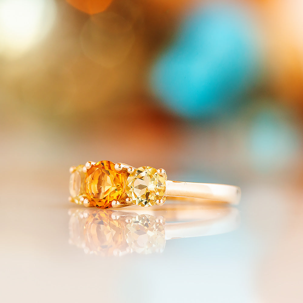 Aria, Citrine and Lemon Quartz Trilogy Ring - Victoria's Jewellery