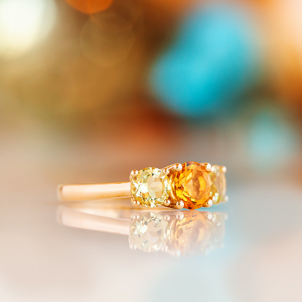 Aria, Citrine and Lemon Quartz Trilogy Ring - Victoria's Jewellery
