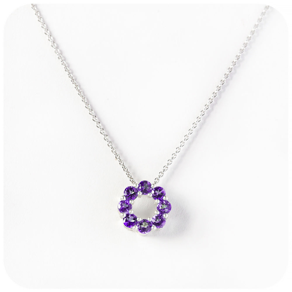 Round cut Amethyst Circle of Life Pendant - February Birthstone - Victoria's Jewellery