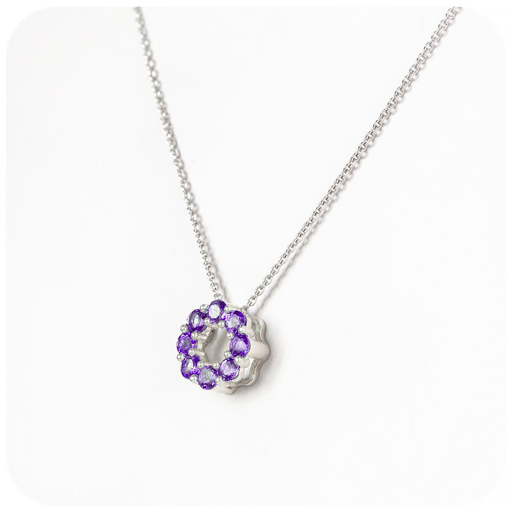 Round cut Amethyst Circle of Life Pendant - February Birthstone - Victoria's Jewellery