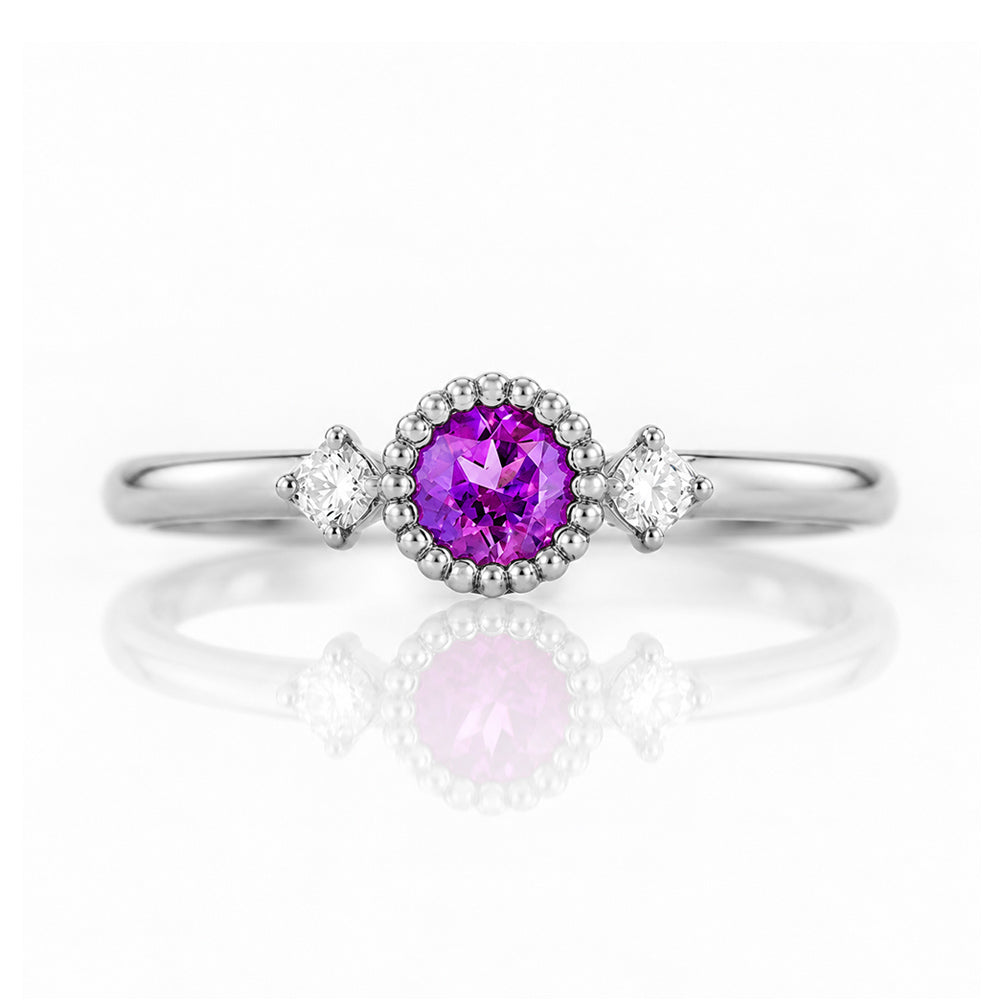 Milly, an Amethyst and Lab Diamond Ring - Victoria's Jewellery