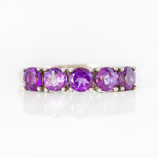 Round cut Amethyst half eternity ring - Victoria's Jewellery