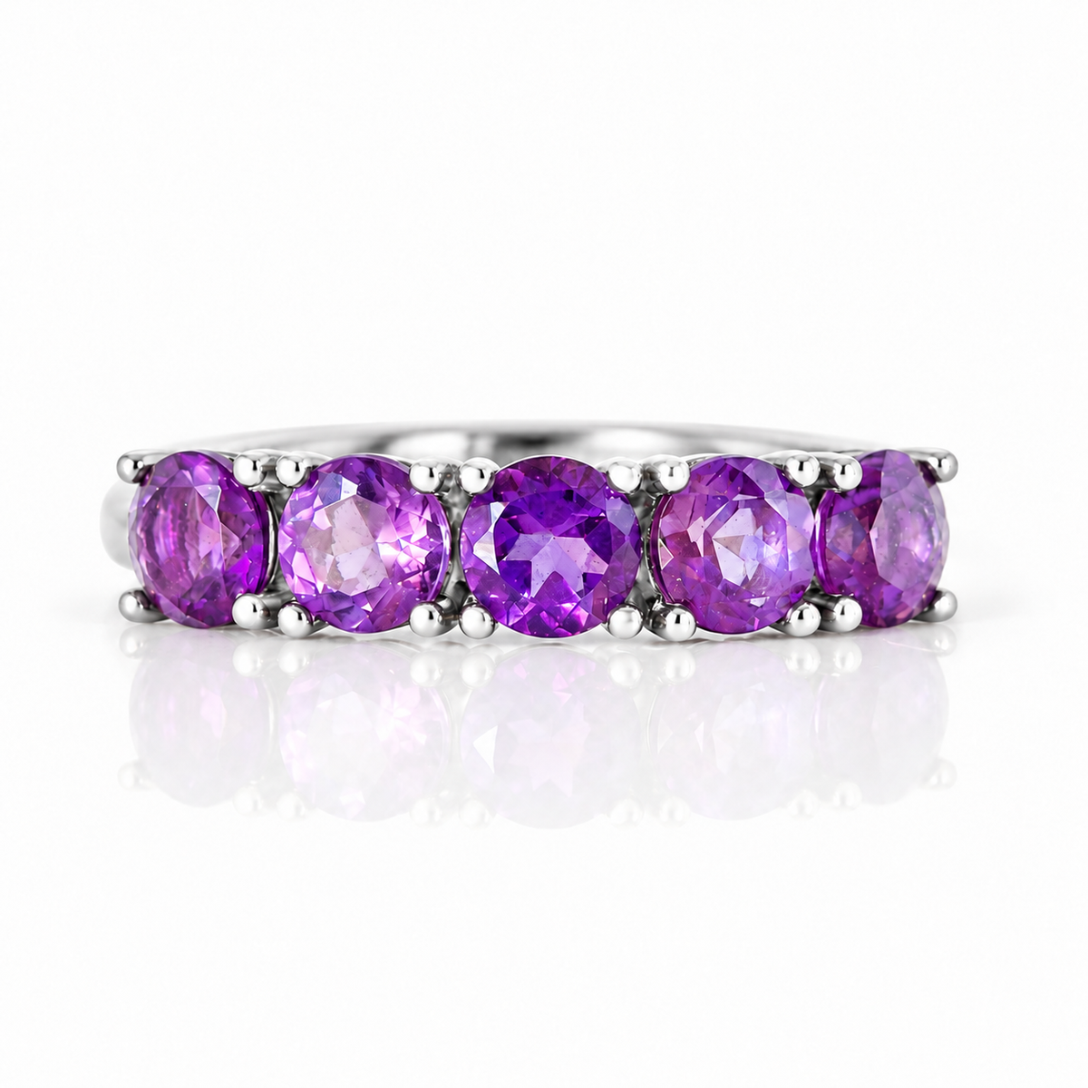 Annie, an Amethyst Half Eternity Ring - Victoria's Jewellery