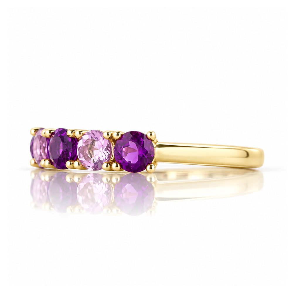Annie, a Purple and Pink Amethyst Half Eternity Ring - Victoria's Jewellery