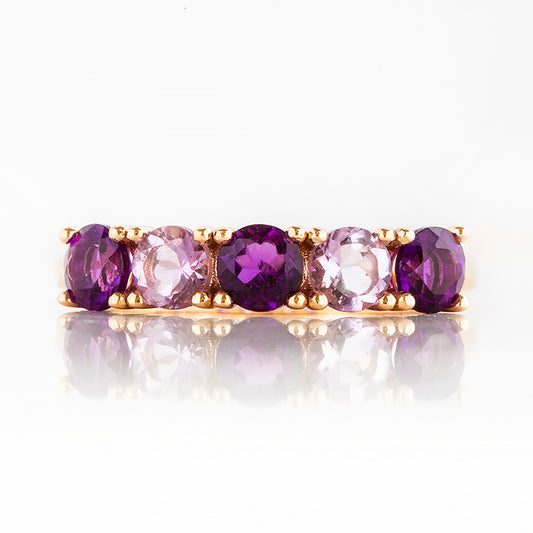 Annie, a Purple and Pink Amethyst Half Eternity Ring - Victoria's Jewellery