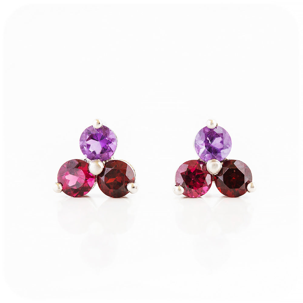 The Trilogy Amethyst, Rhodolite and Garnet Stud Earrings