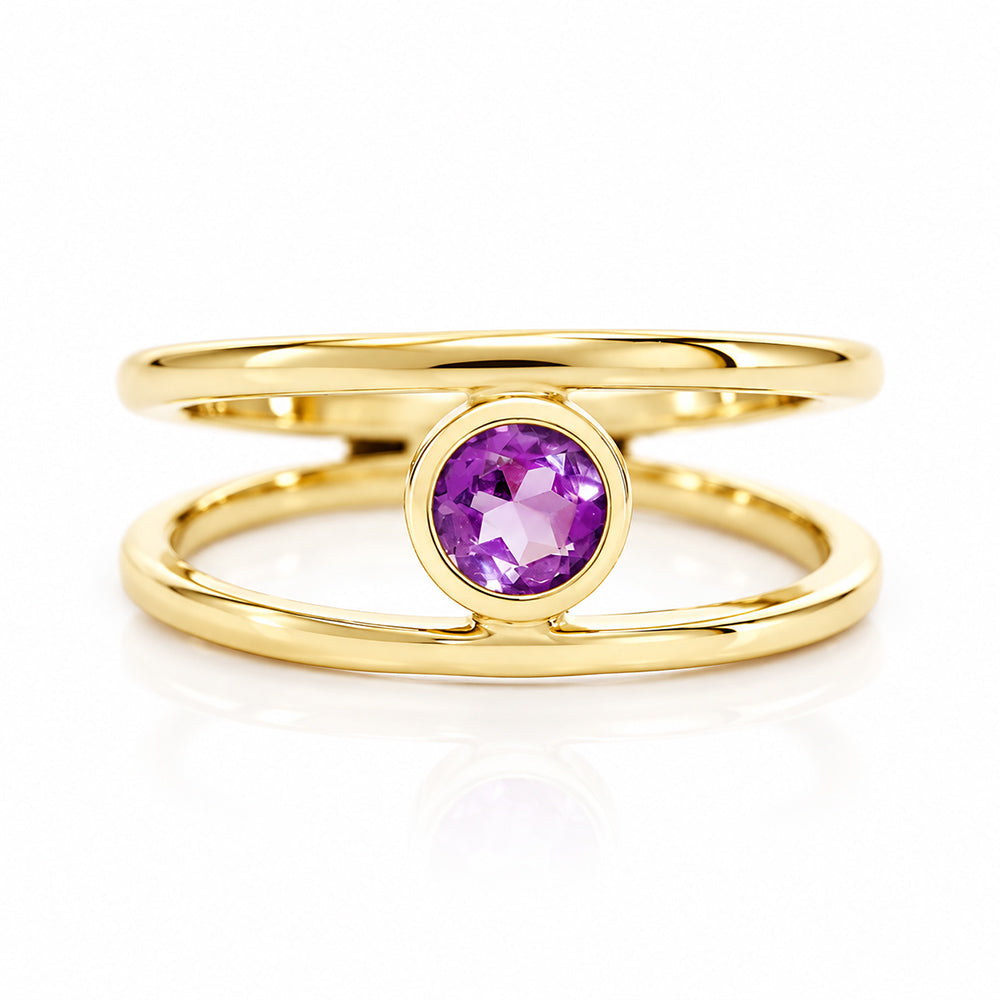 Harper, Round cut Amethyst Split Band Ring - Victoria's Jewellery