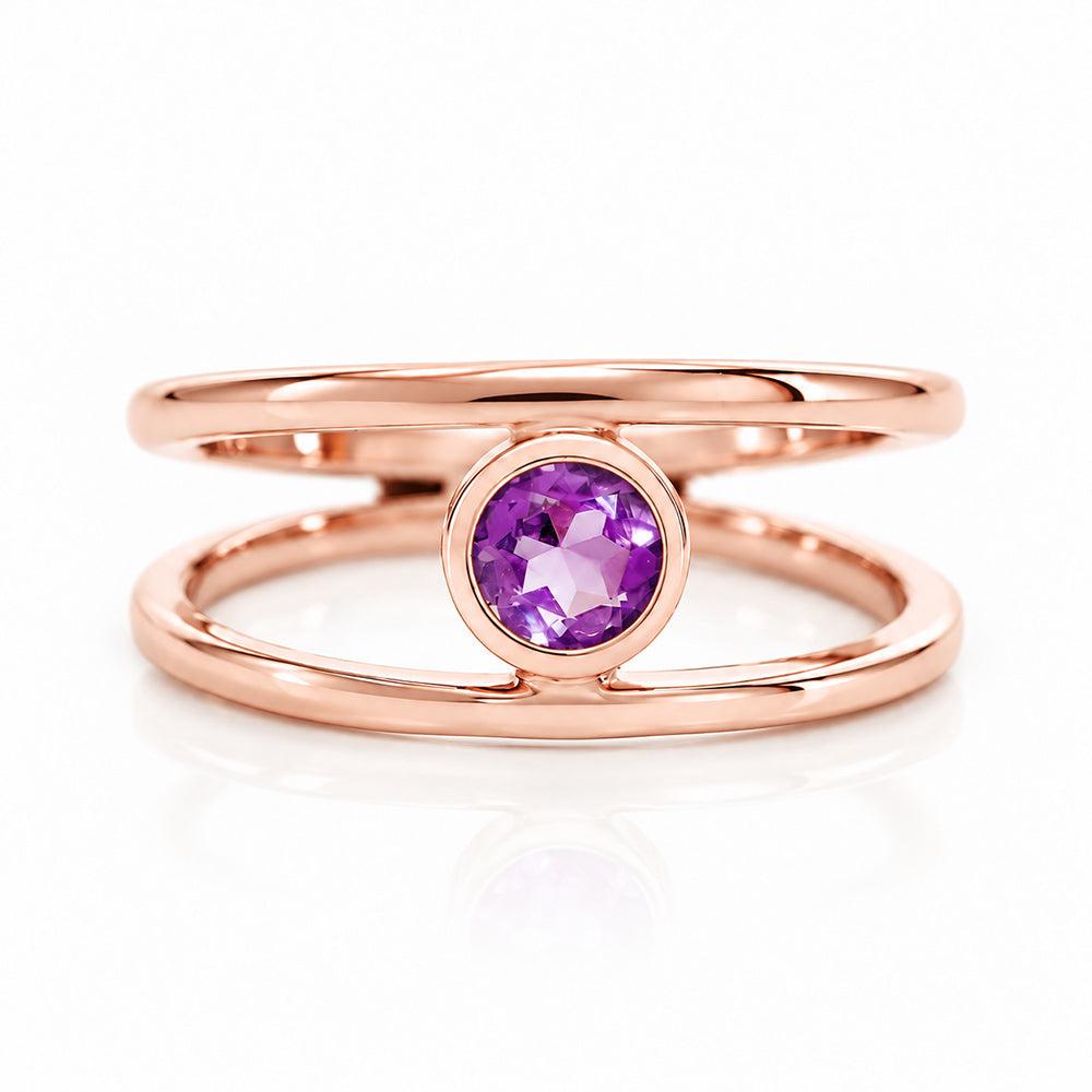 Harper, Round cut Amethyst Split Band Ring - Victoria's Jewellery