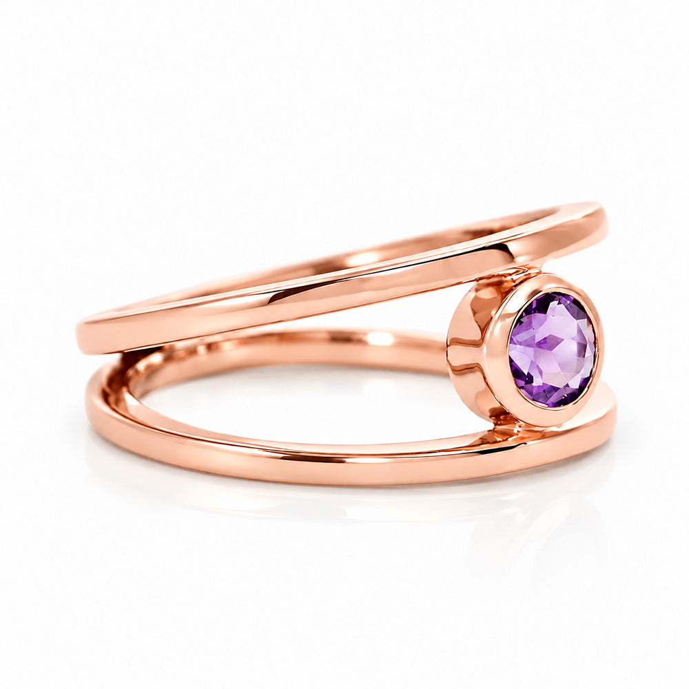 Harper, Round cut Amethyst Split Band Ring - Victoria's Jewellery