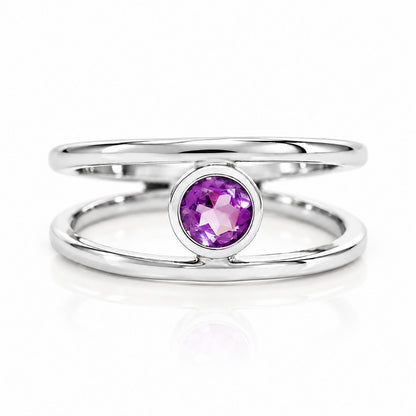 Harper, Round cut Amethyst Split Band Ring - Victoria's Jewellery