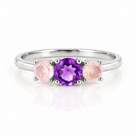 Aria, Amethyst and Rose Quartz Ring - Victoria's Jewellery