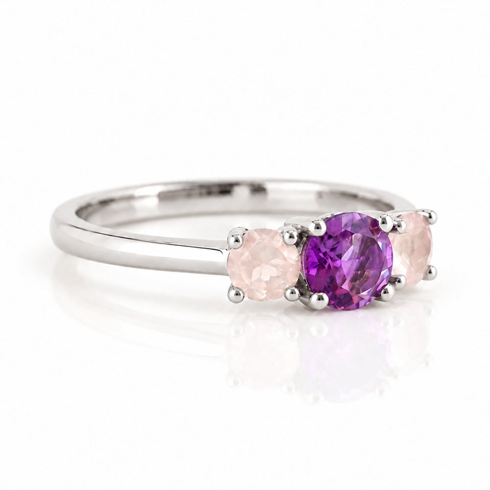 Aria, Amethyst and Rose Quartz Ring