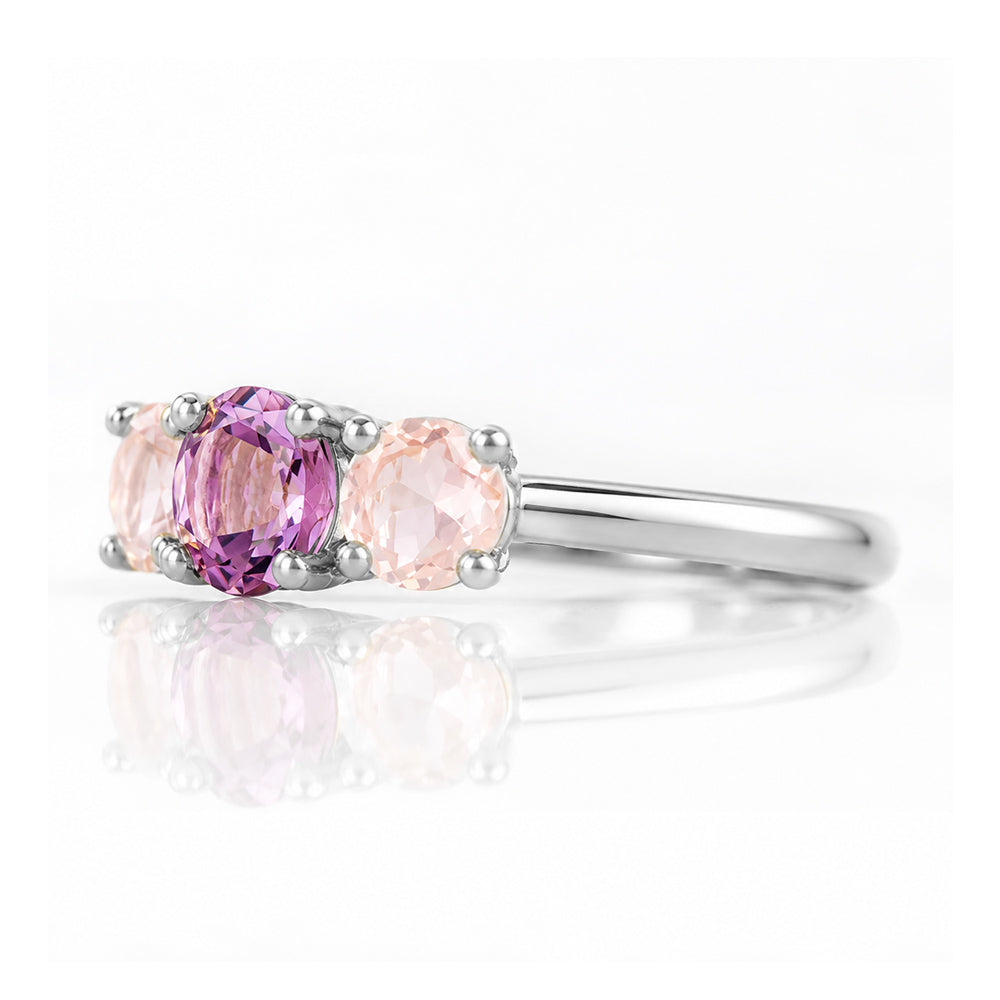 Aria, Amethyst and Rose Quartz Trilogy Ring - Victoria's Jewellery