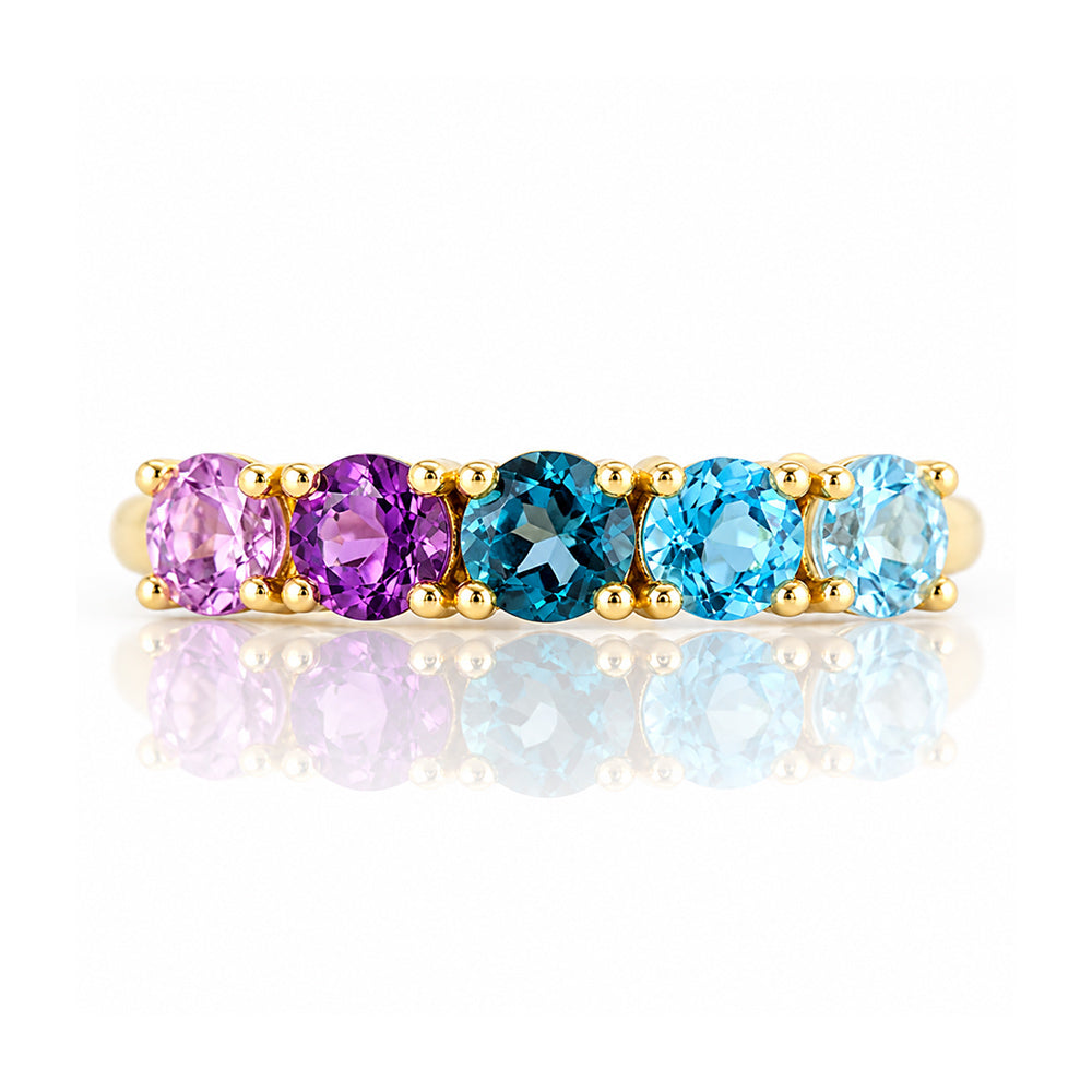 Annie, a Topaz and Amethyst Half Eternity Ring - Victoria's Jewellery