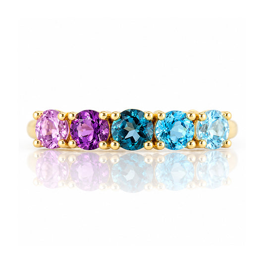 Annie, a Topaz and Amethyst Half Eternity Ring - Victoria's Jewellery
