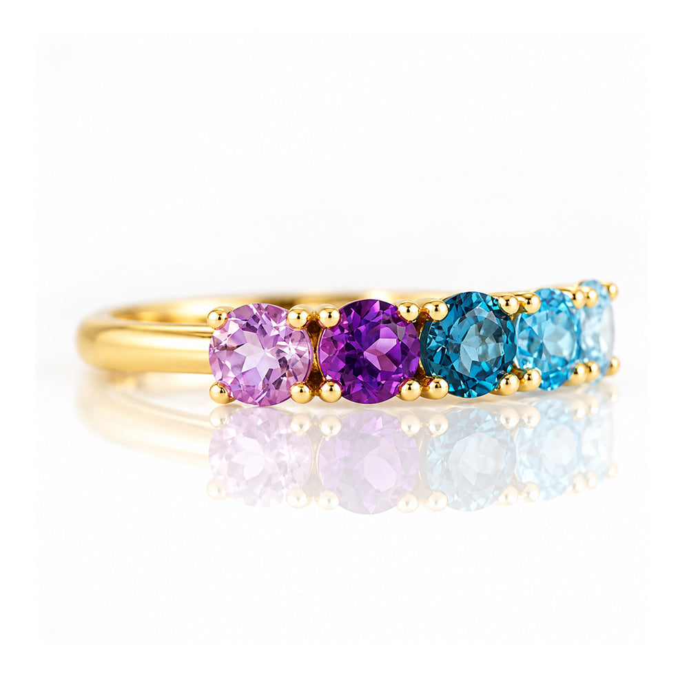 Annie, a Topaz and Amethyst Half Eternity Ring - Victoria's Jewellery