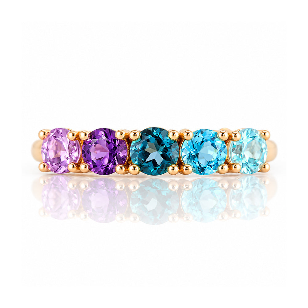 Annie, a Topaz and Amethyst Half Eternity Ring - Victoria's Jewellery