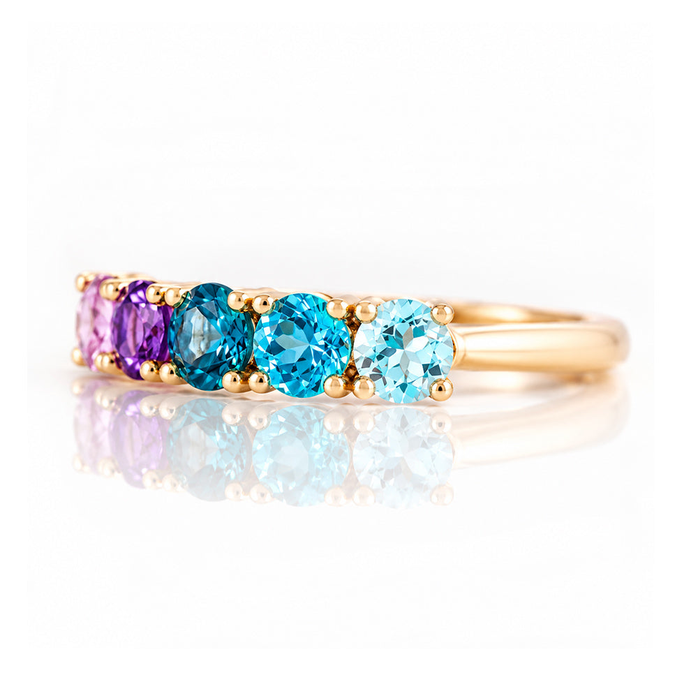 Annie, a Topaz and Amethyst Half Eternity Ring - Victoria's Jewellery
