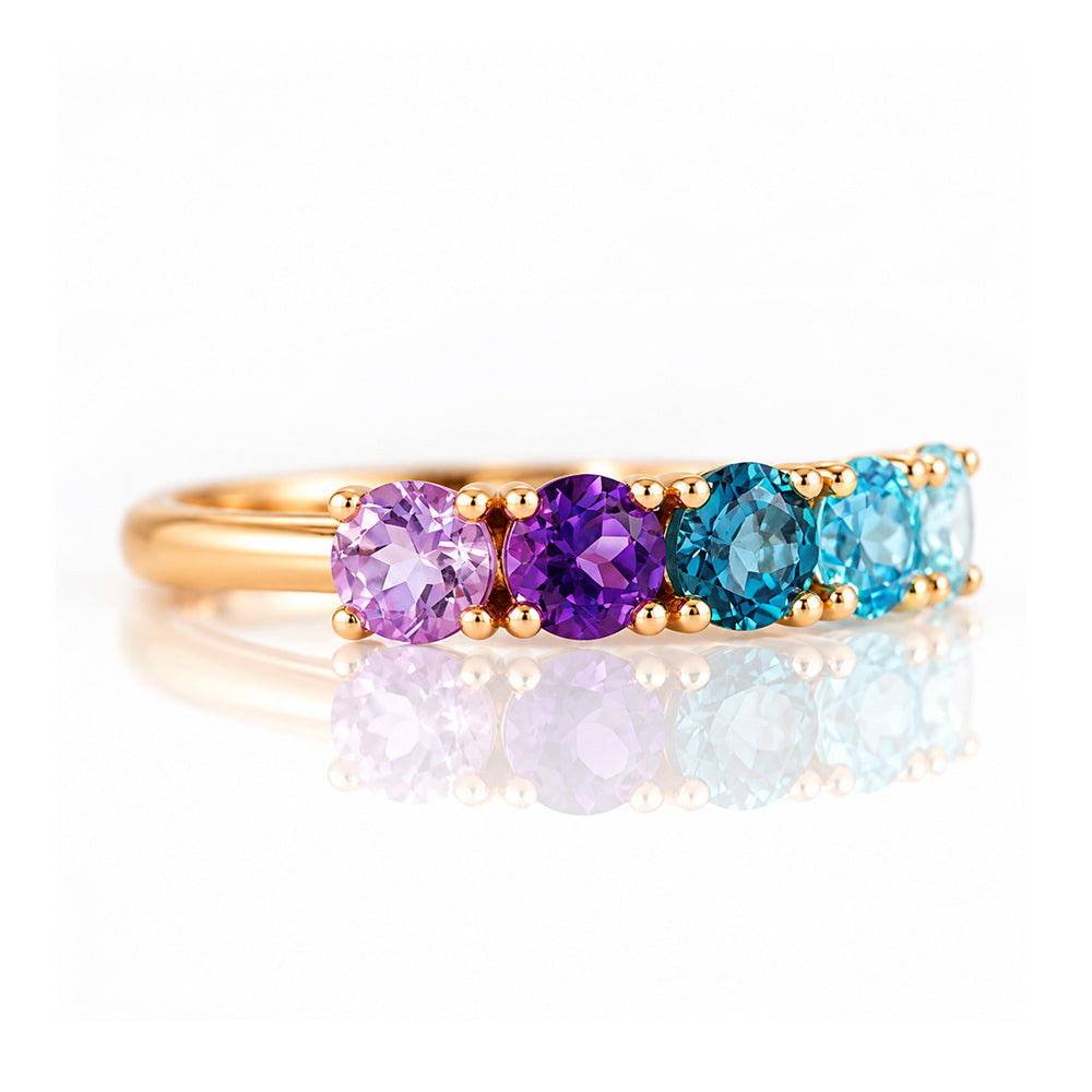 Annie, a Topaz and Amethyst Half Eternity Ring - Victoria's Jewellery