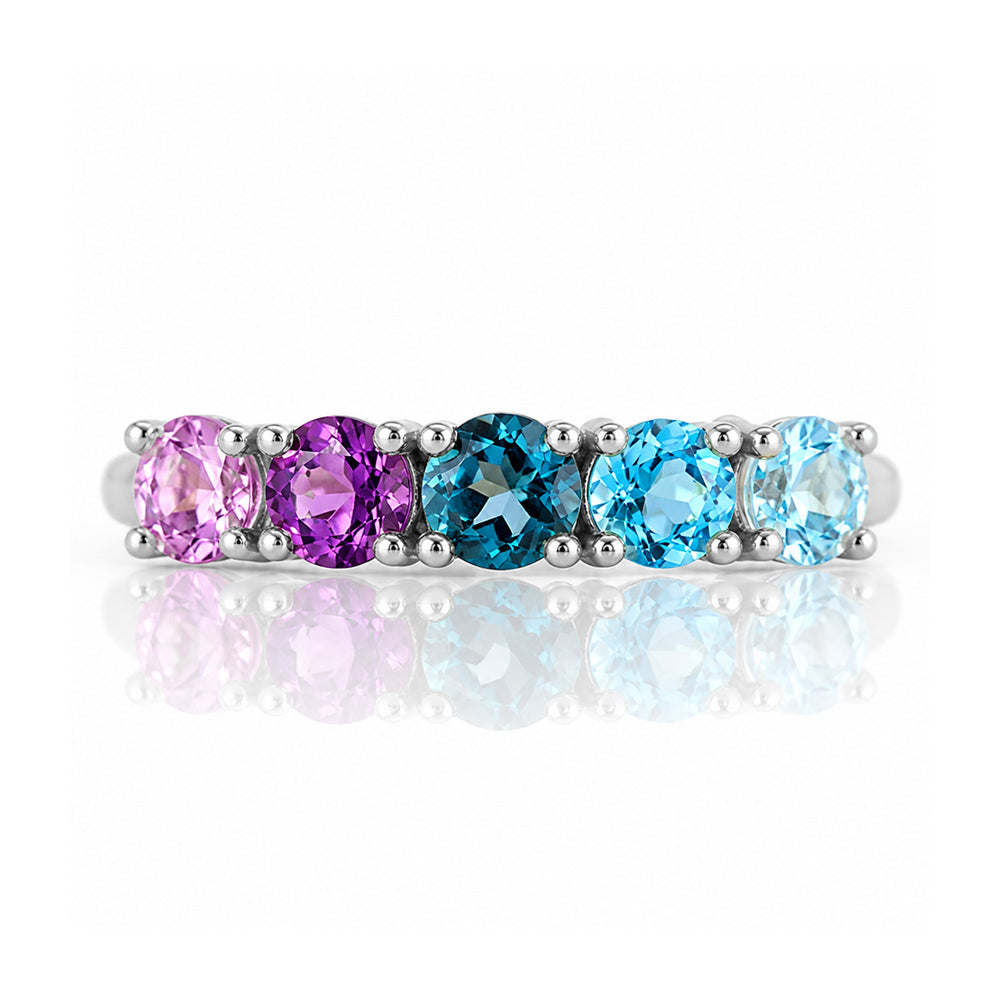Annie, a Topaz and Amethyst Half Eternity Ring - Victoria's Jewellery