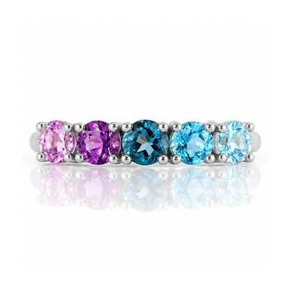 Annie, a Topaz and Amethyst Half Eternity Ring - Victoria's Jewellery