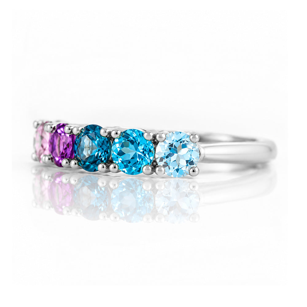 Annie, a Topaz and Amethyst Half Eternity Ring - Victoria's Jewellery