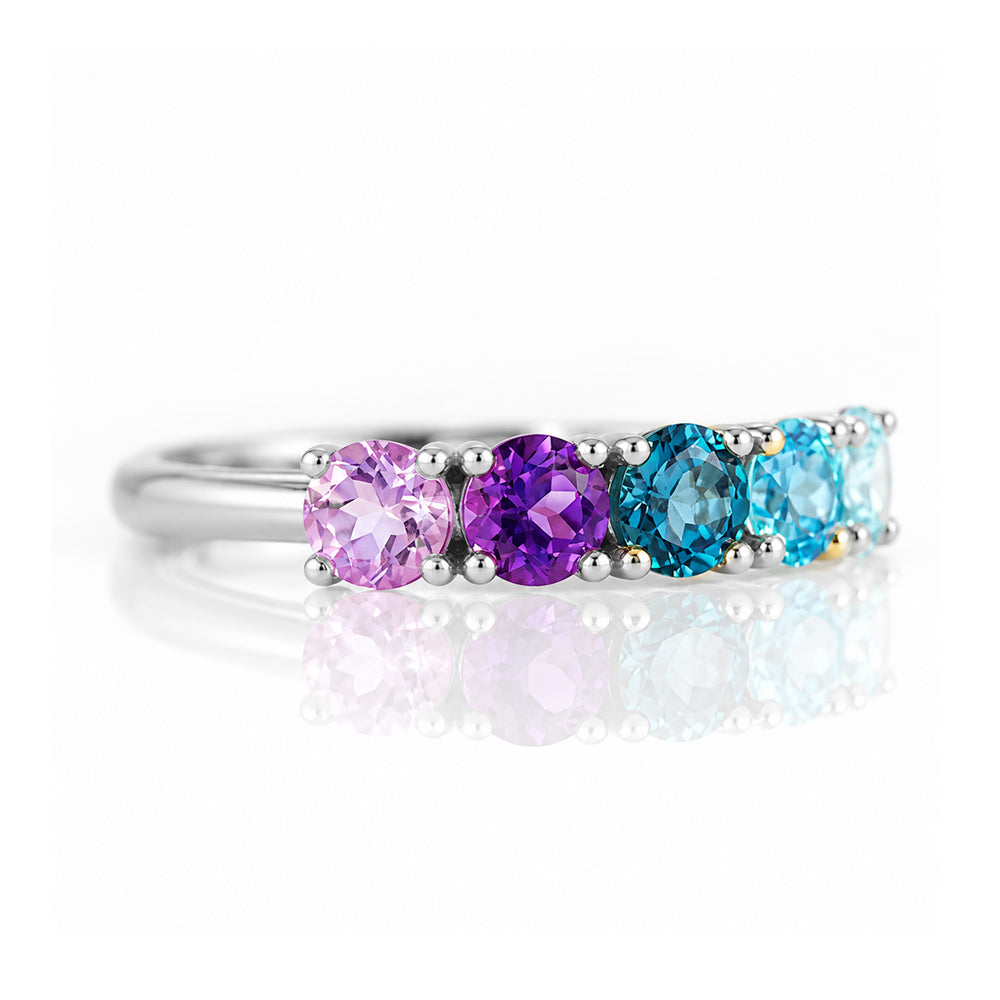 Annie, a Topaz and Amethyst Half Eternity Ring - Victoria's Jewellery