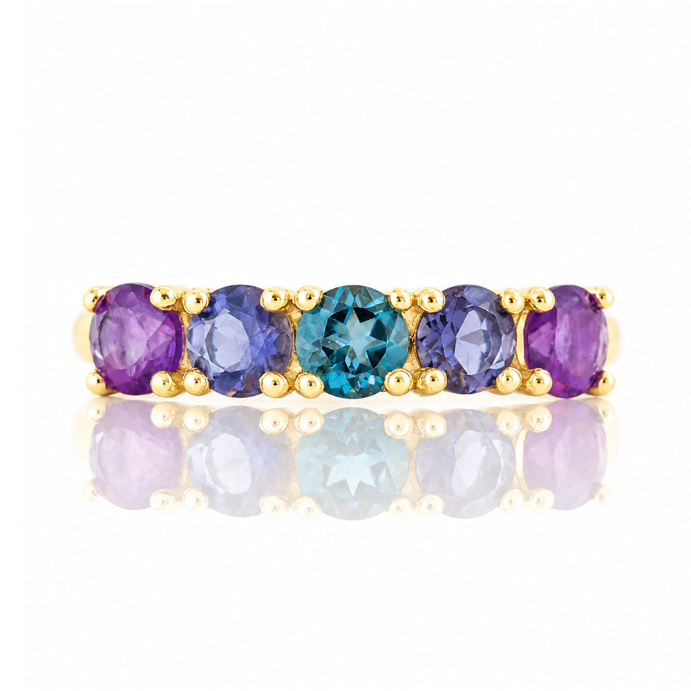 Annie, a Blue and Purple Half Eternity Ring - Victoria's Jewellery